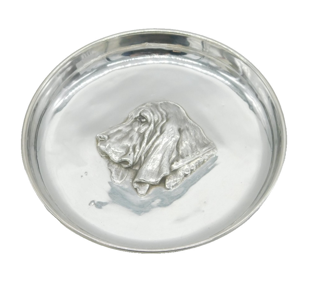 Edwardian Sterling Silver Bloodhound Dish Antique 1910 Birmingham