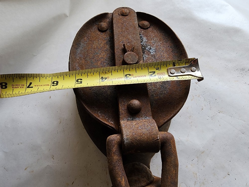 Vintage Steel Rope Pulley with Hook Rustic Decor