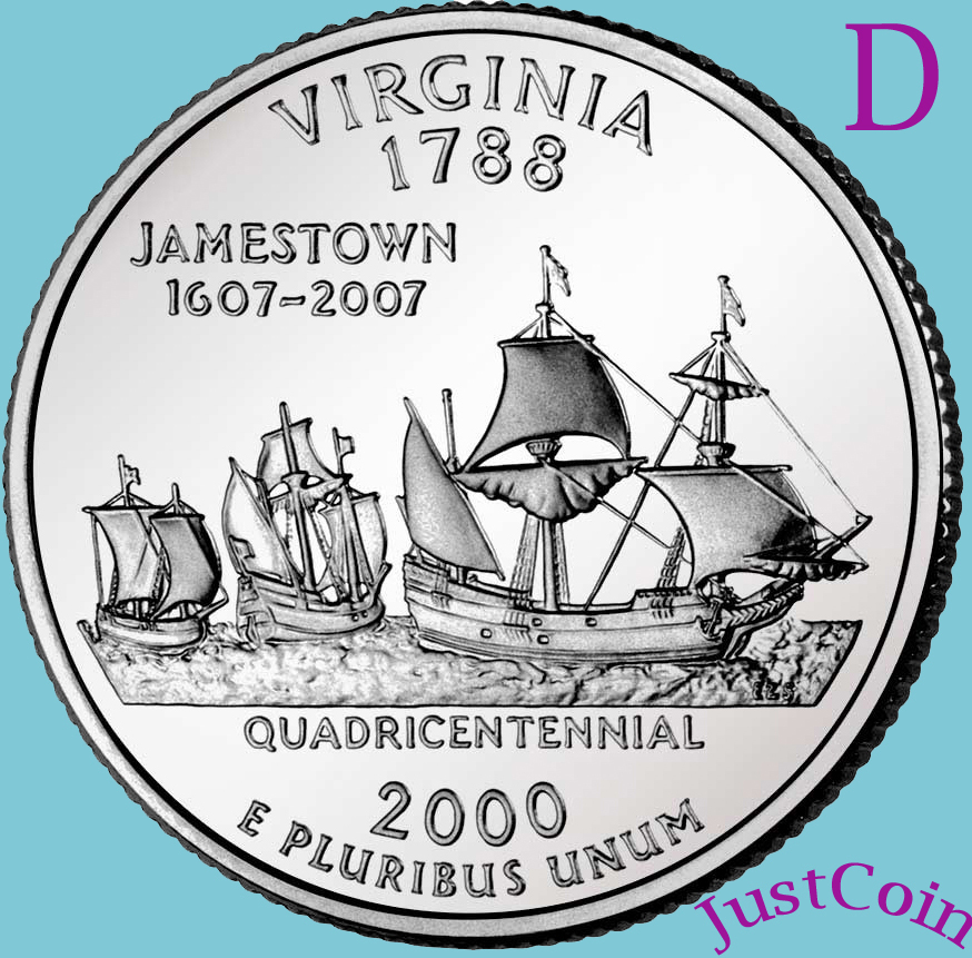 2000 D VIRGINIA VA STATE QUARTER UNCIRCULATED FROM MINT ROLL