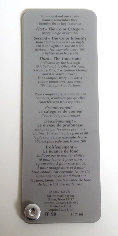 Mary Kay Foundation Shade Selector for Full & Medium Coverage Color Tool