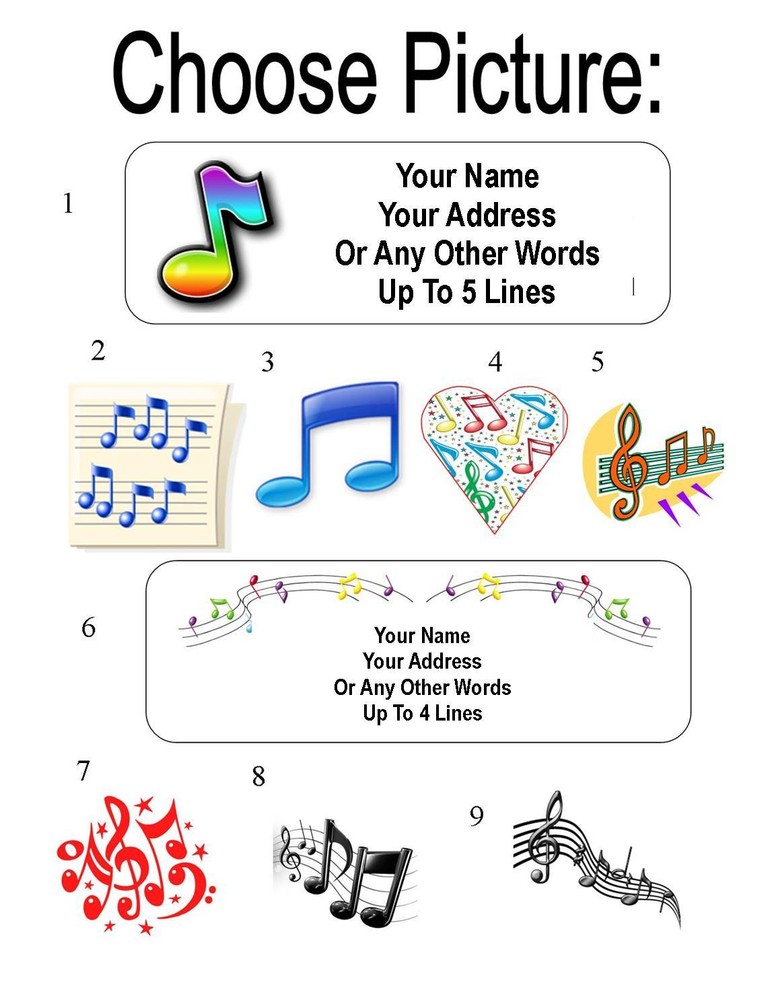 30 Music Note / Notes Personalized Address Labels