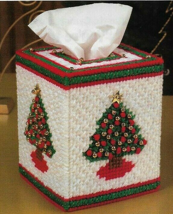 CHRISTMAS TREE TISSUE BOX COVER PLASTIC CANVAS PATTERN INSTRUCTIONS
