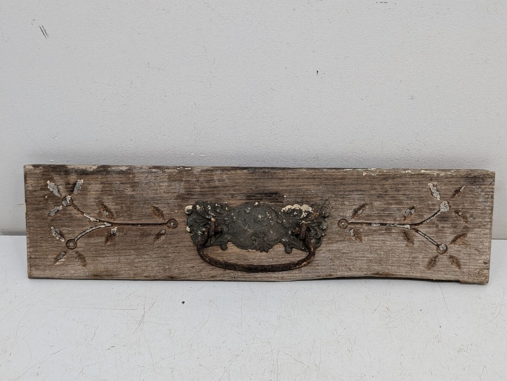 Architectural Salvage Wood Drawer Front Ornate Victorian Primitive Drawer Pull