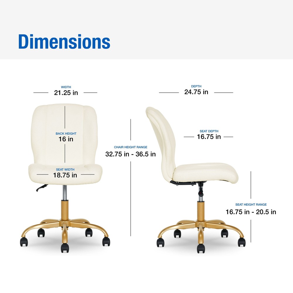 Bouclé Armless Office Chair, Cream