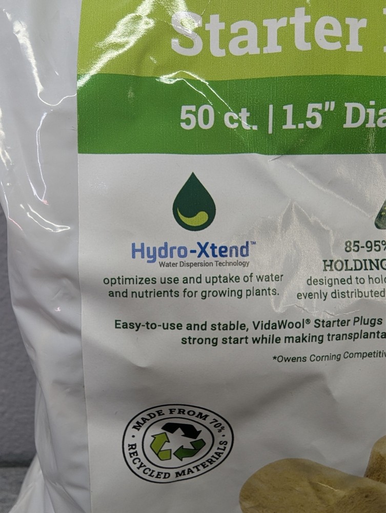 VidaWool Rockwool Seed Starter Plugs 50ct 1.5"