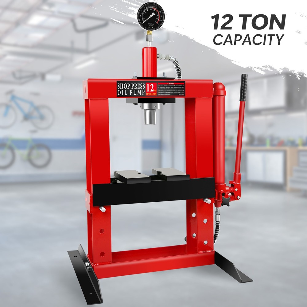 12THydraulic Benchtop Press Adjustable Manual Press H-Frame Benchtop