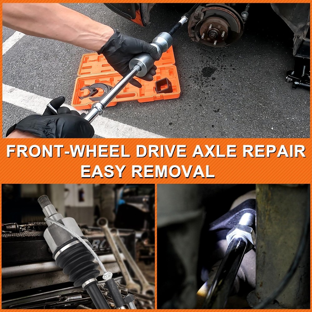 Inner CV Axle Puller Tool with Slide Hammer, 63mm and 48mm CV Joint Fork Adap...