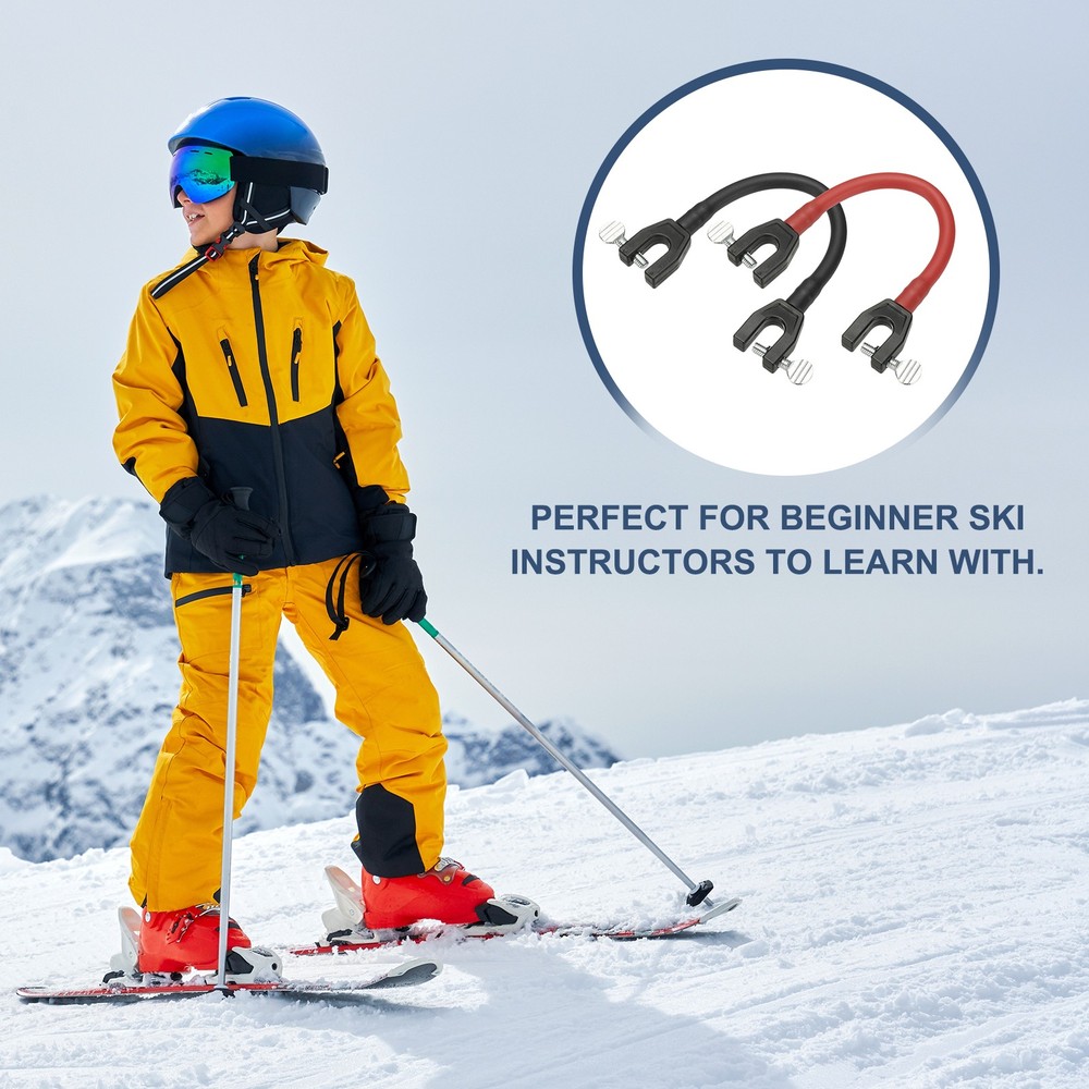 Ski Tip Connector, Snowboard Clip Ski Training Aid 2 Pcs & Black/Red