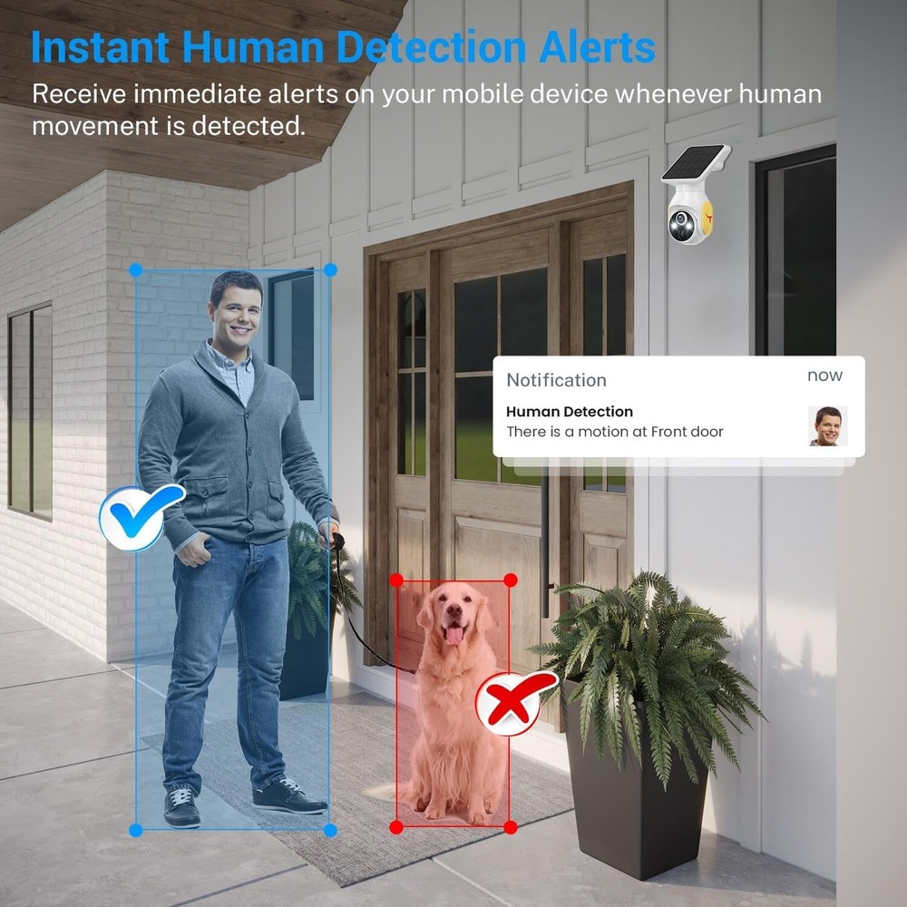 1080P Security Camera Wireless Solar Panel, Smart AI Human Detection,2-Way Audio