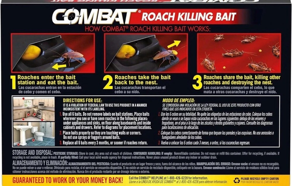 20 Boxes Combat Roach Killing Bait Stations for Small and Large Roaches, 6 Ct ea