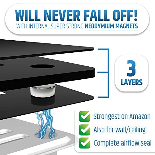 Powerful Magnetic Vent Covers (3-Pack) That Will Never Fall 8" x 12.75" Black