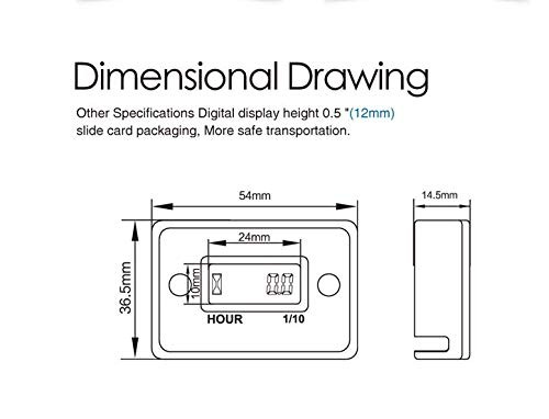 Inductive Hour Meter for Gas Engines, Digital Engine Hour Counter with Built-...