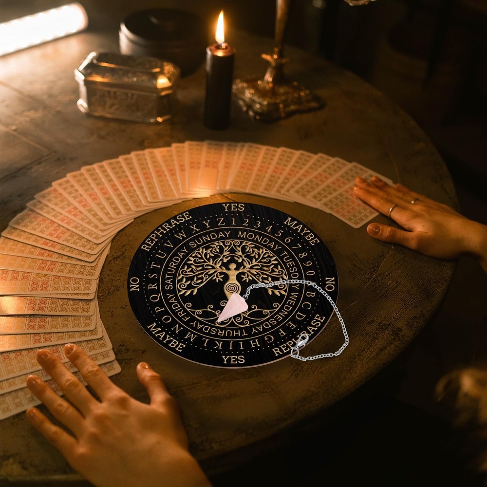 Pendulum Board Set Wooden Dowsing Divination Board Metaphysical Message Board