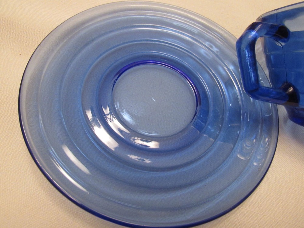 MODERNTONE HAZEL ATLAS COLBALT BLUE- BROTH & SAUCER-NICE