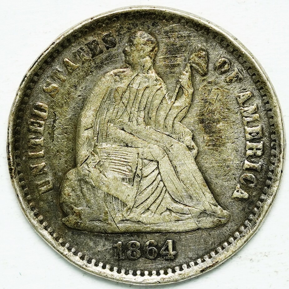 1864 S Seated Liberty Half Dime *Type 4 Obv. Legend* AU