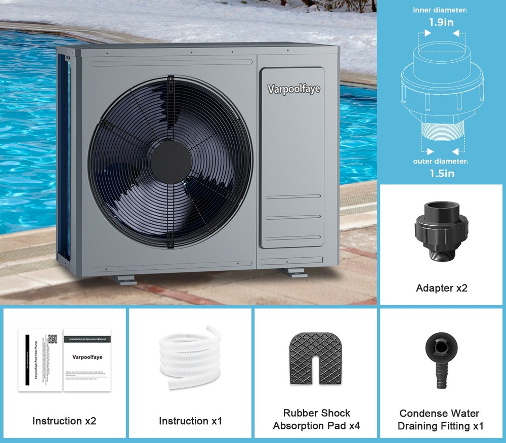 240V Pool Heater Heat Pump Inground Pool Water Heater Above Ground 35100BTU