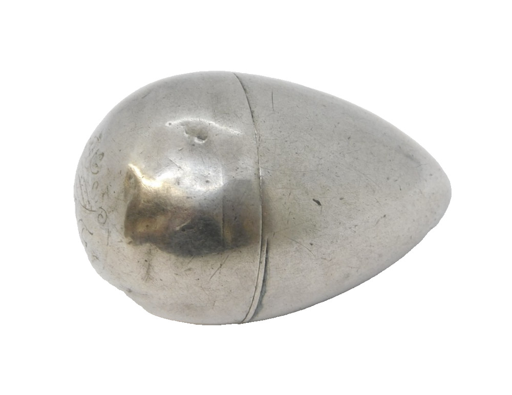 George III Sterling Silver Crested Egg Form Piercing Box Antique c1790