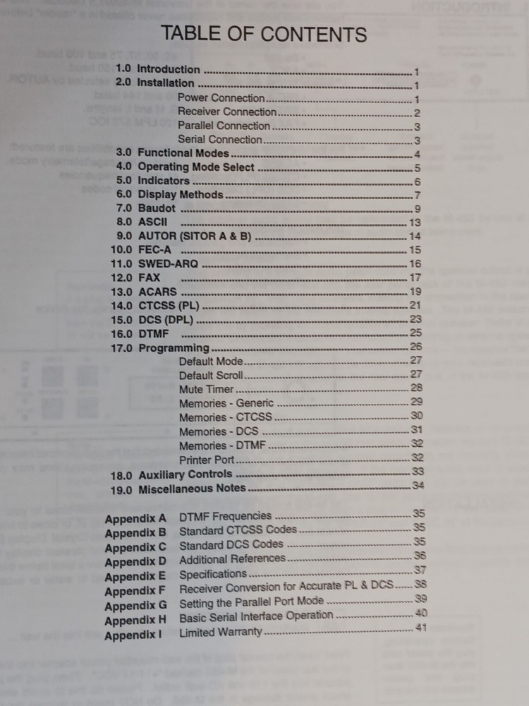 UNIVERSAL M-450 Decoder Owners Manual Version 1.5 FREE SHIPPING