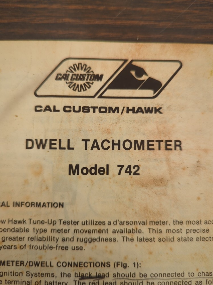 Cal Custom Hawk Operating Instructions Manual For Tachometer Compression Timing