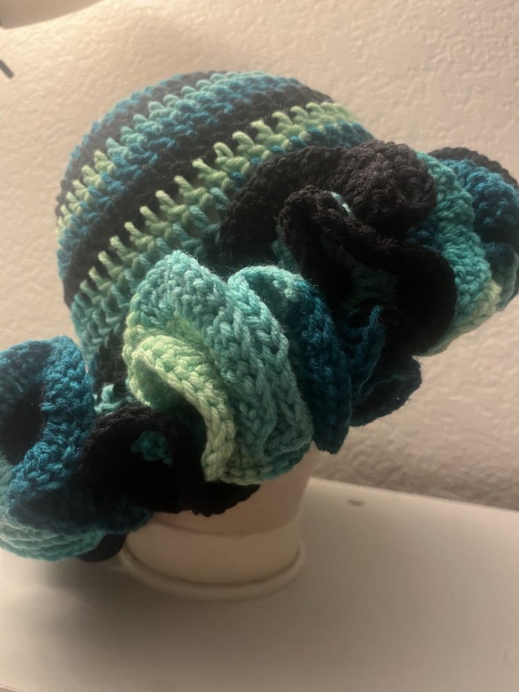Cute ruffle hat with beautiful mix colors