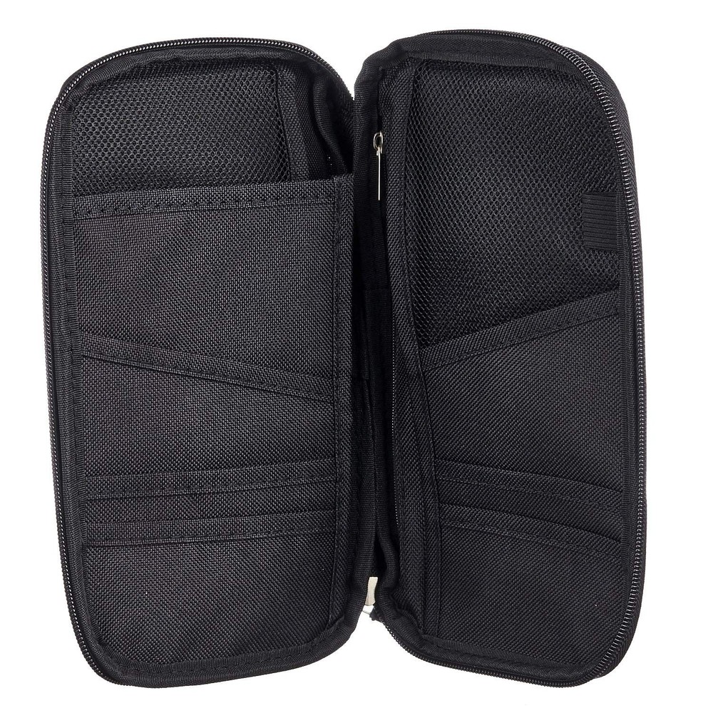 Passport Holder Wallet RFID Blocking Document Organizer Clutch Bag -BLACK