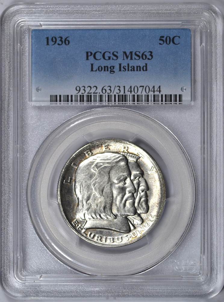 1936 LONG ISLAND COMMEMORATIVE HALF DOLLAR PCGS MS63