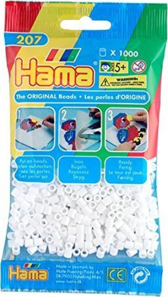 Bulk Buy: Hama Beads White 1000 Midi Beads (5 Pack): 207-01