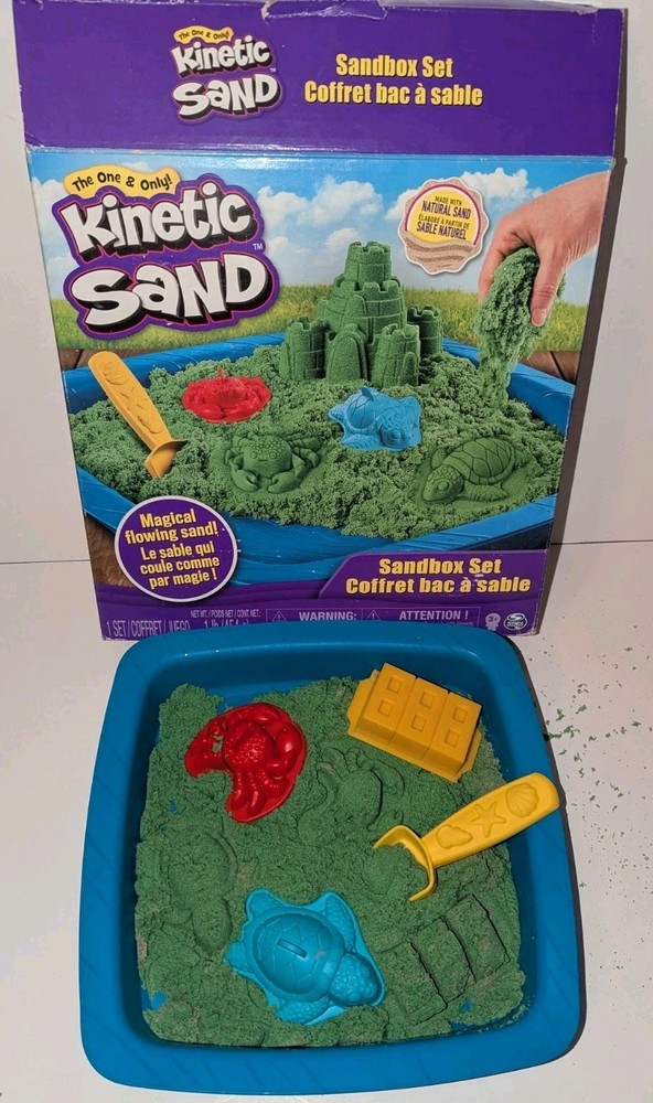 Kinetic Sand Set By Spin Master, Green & Brown Sand Mixed Used