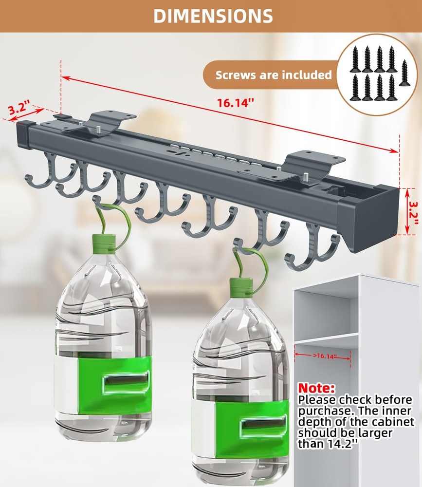 Pull Out Broom Holder, Multifunctional Slide Broom And Mop Storage/Organizer ...