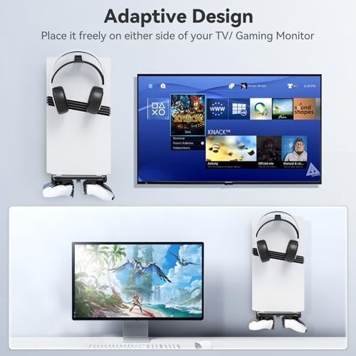 Wall Mount Kit for PS5, Slim & Pro - Floating Shelf with Controller Holder & Hea