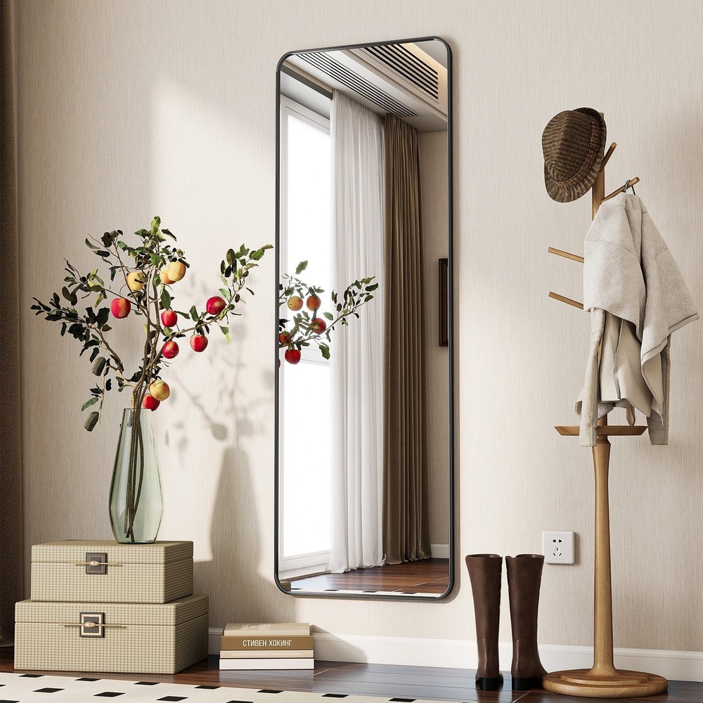 16"x59" Rectangular Full Length Mirror W/ Round Corner Standing Full Body Mirror