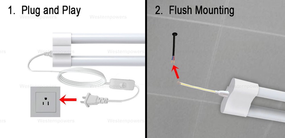 8 Pack 36W LED Shop Light Ceiling Workbench Garage LED Light 6000K Daylight