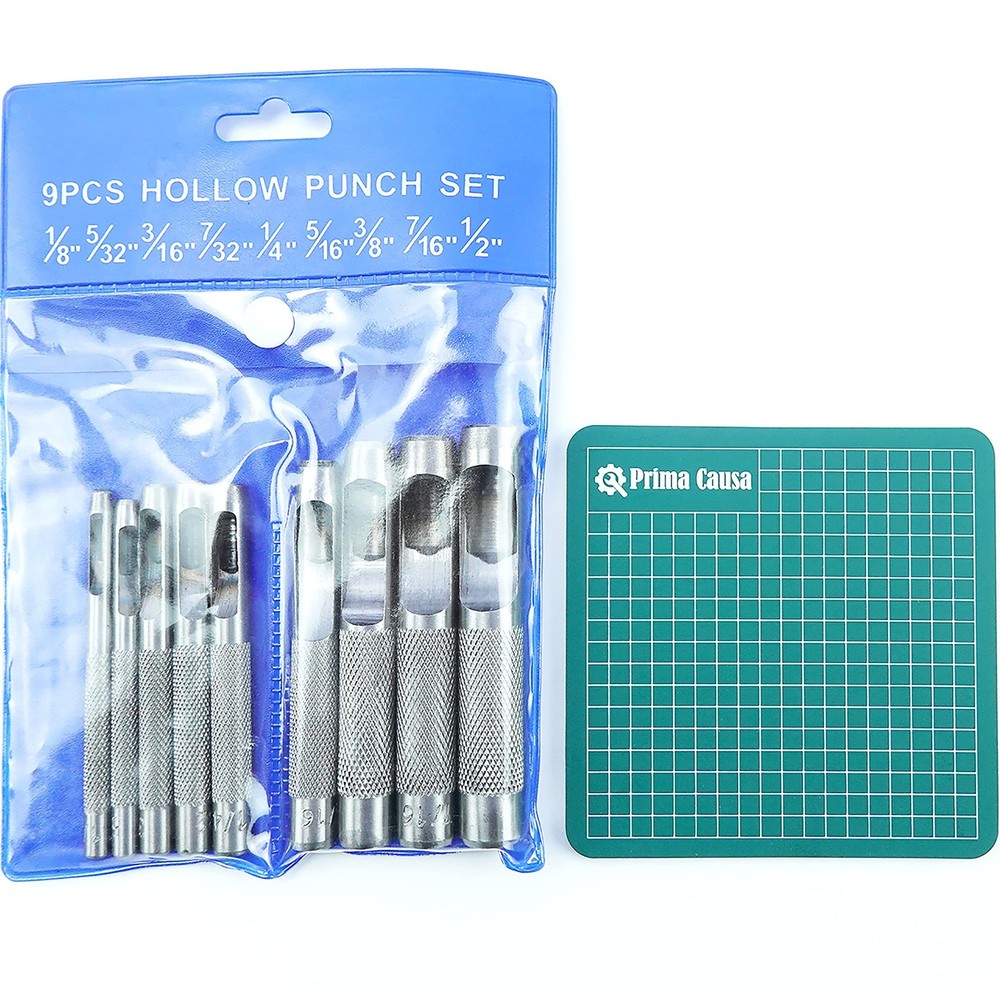 Leather Working Tools 9 Set - Leather Hole Punch for Belts, Plastic, Rubber, ...