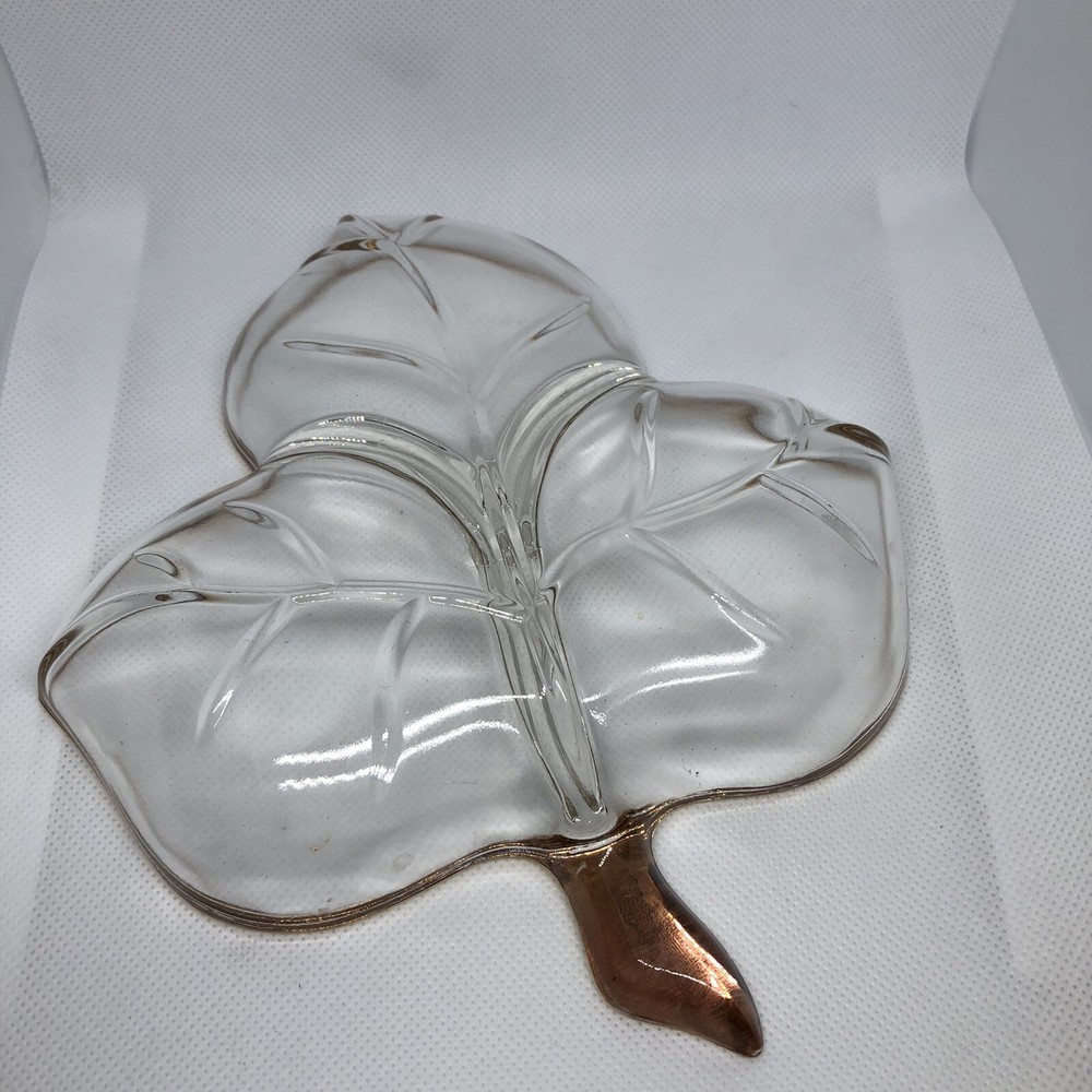 Leaf Divided Gold Trim Nut/Candy Dish