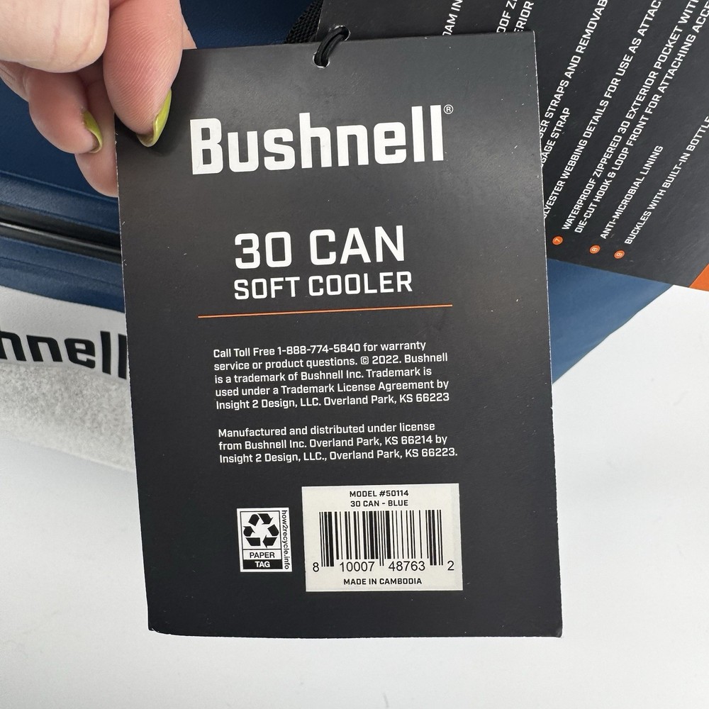 Bushnell 30 Can Soft Cooler Bag Dark Blue Waterproof Soft Side Floatable