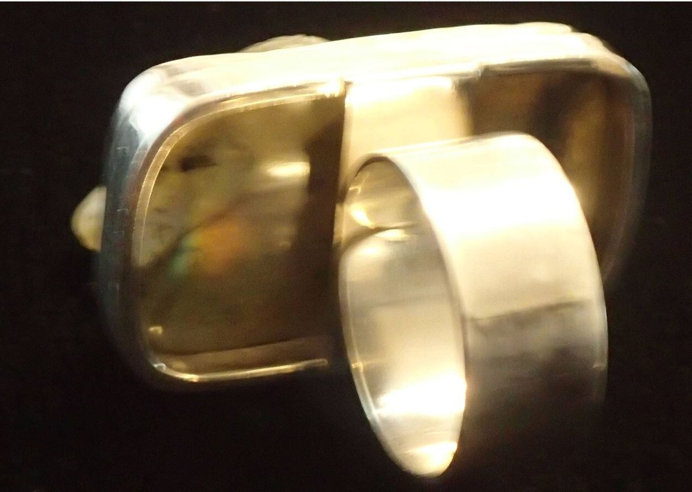 Carved Labradorite Snake Sterling Silver Ring. Adjustable