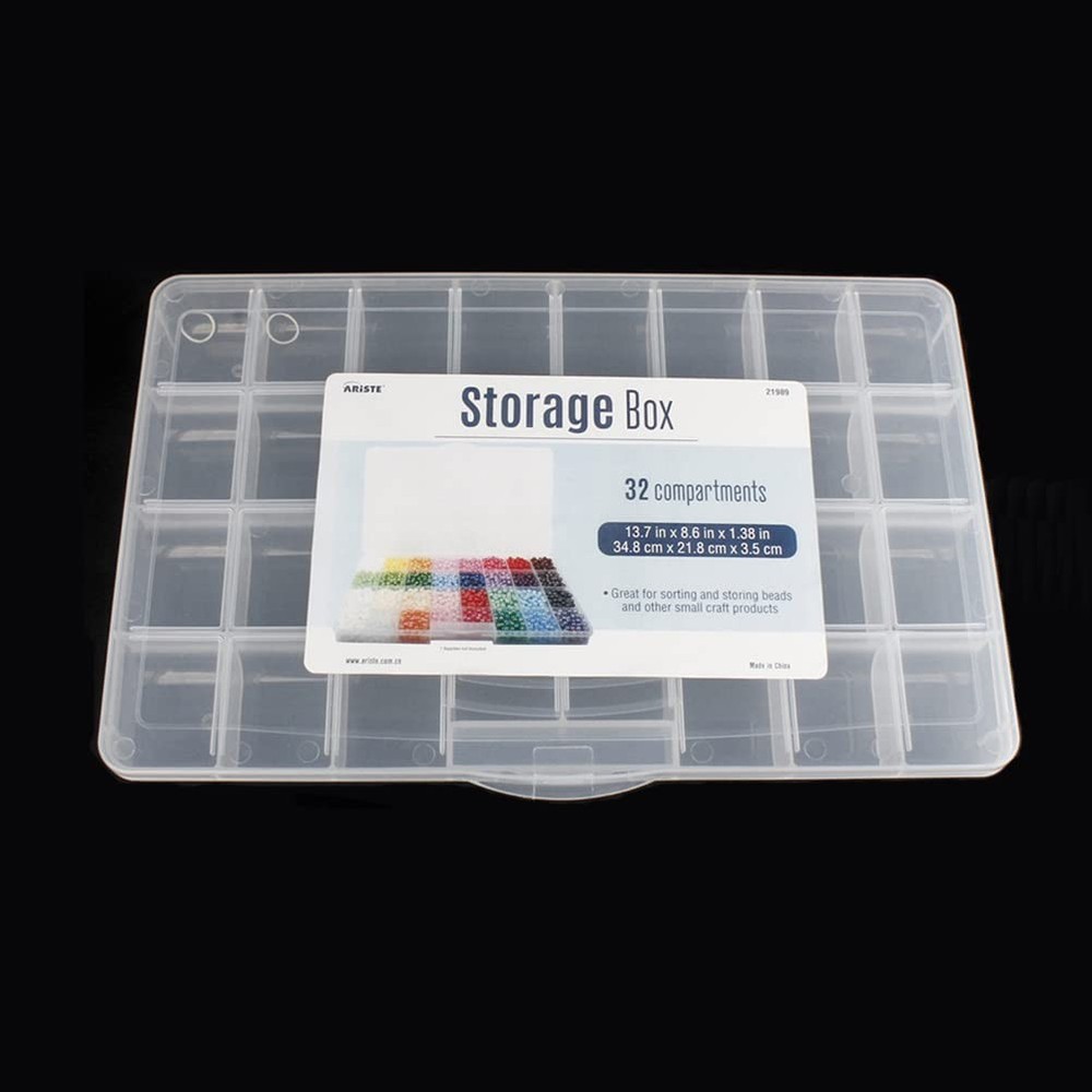 Chemlliy 32 Grids Clear Plastic Organizer Box, Craft Storage Container 2 Pack