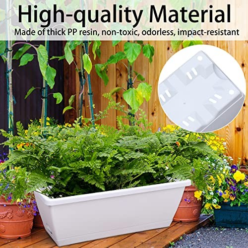 Window Box Planter, 7 Pack Plastic Vegetable Flower Planters Boxes 17 White