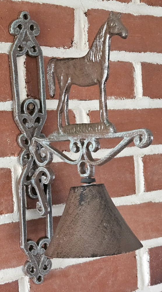 Horse Cast Iron Dinner Bell Wall Mounted Rustic Scroll Farm