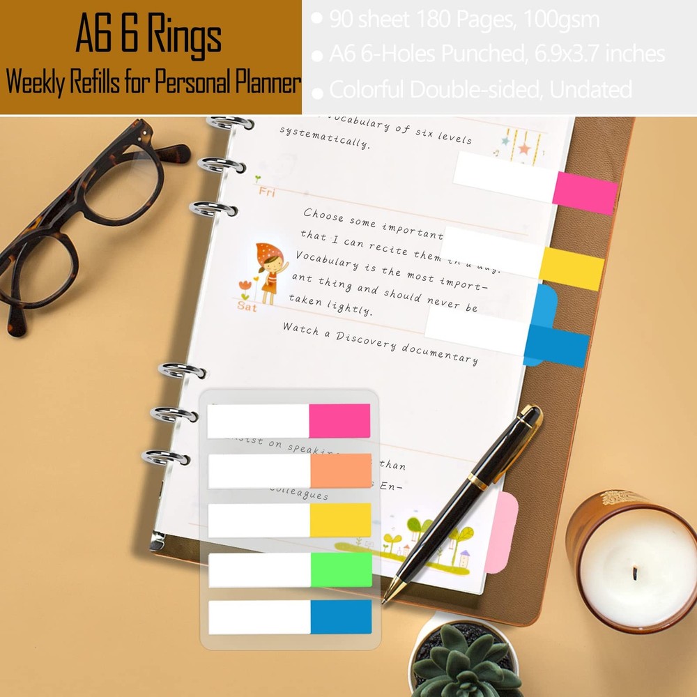 Rancco A6 Planner Inserts Weekly Refills, A6, Refills