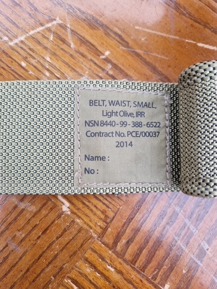 British Army Light Olive Belt IRR . Size Small