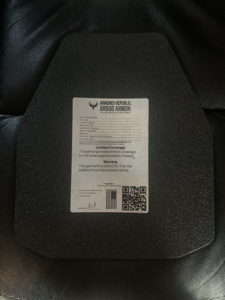 10x12 bullet proof plate Level 3+