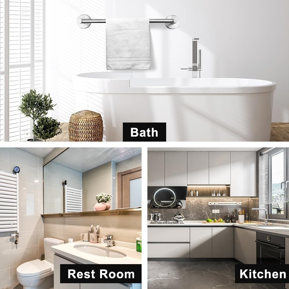 Adjustable Towel Rack for Bathroom Wall Mounted Rustproof Silver 1 Pack