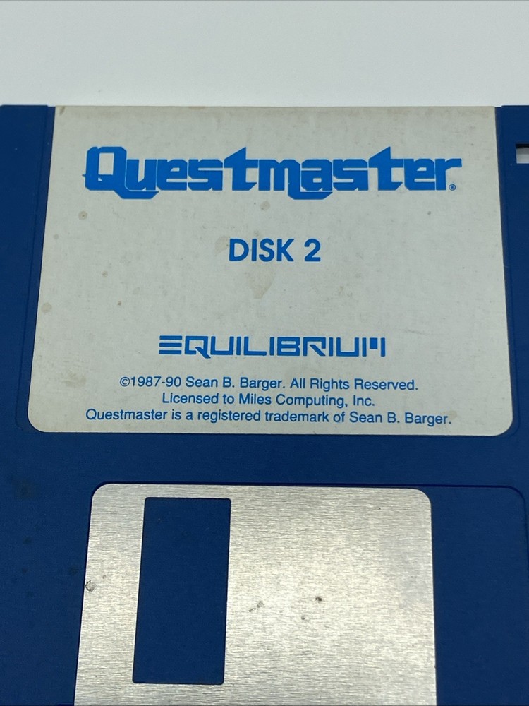 1990 Questmaster Disk 2 VTG PC Floppy Disk equilibrium Untested
