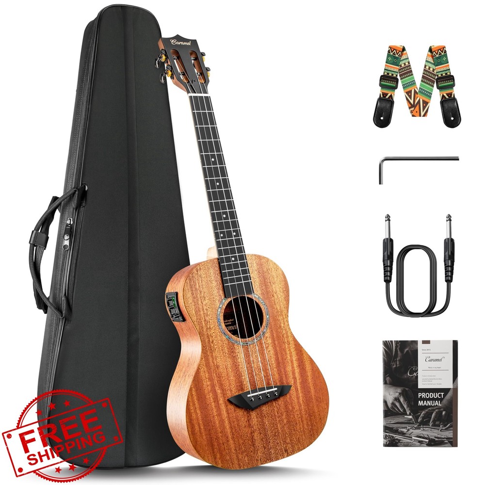 Caramel CB402 All Solid Mahogany Baritone Electric Ukulele 30"