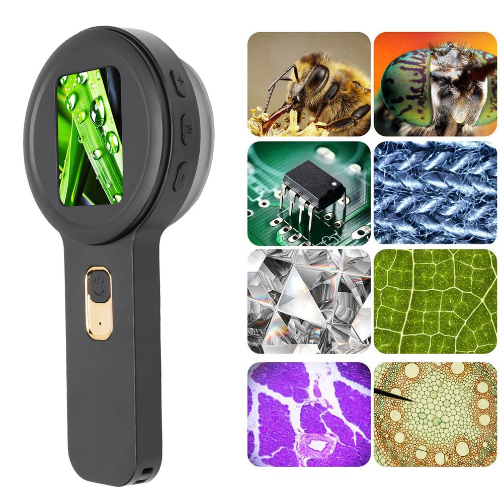 Handheld Digital Microscope 200x Magnification Dual LED Black