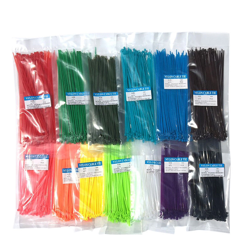 Self-Locking 3x100mm Assorted Coloured Nylon Plastic Cable Ties Zip Tie Wraps