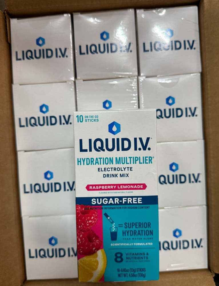 Liquid IV Sugar-Free Electrolyte Packets Raspberry Lemonade - 120 Packets