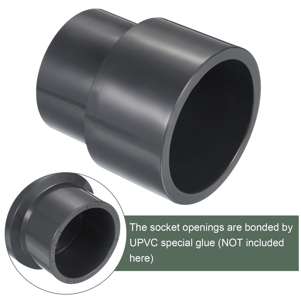 UPVC Reducer Fitting Great for Kitchen, Sink (Gray, 2-1/2" x 2")