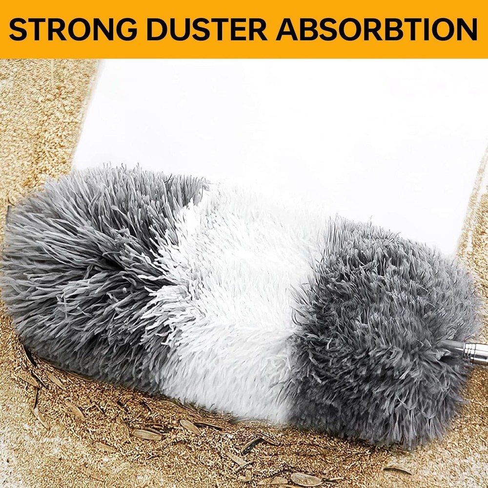 9 Piece Microfiber Feather Multihead Duster kit with Long Retractable Handle